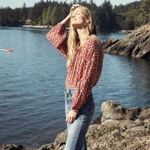 Doen Jane Blouse | Brick/Cream Flower Print | M